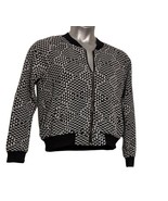 Iris Los Angeles Black &amp; White Long Sleeve Full Zip Knit Bomber Jacket S... - £19.61 GBP