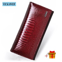 Free Gift Genuine Leather Women&#39;s Wallets Long Ladies Double Zipper Wallet Clutc - £96.34 GBP