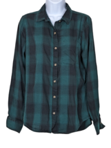 So Favorite Size M Shirt Women&#39;s Top Long Sleeve Green Plaid - £13.17 GBP