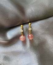 Dainty Pink Fluorite Dangle Earrings - $13.50