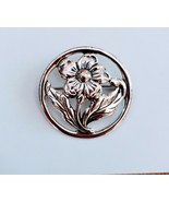 Vintage Beau Sterling Silver Retro Flower Round Brooch Pin - £22.24 GBP
