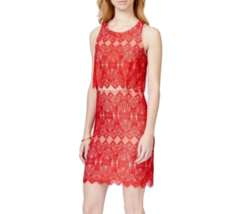 Kensie Dress Womens Extra Large Red Lace Illusion Overlay Nordstrom Sundress - £13.77 GBP
