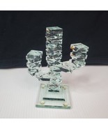 Stacked Art Glass Squares Cactus Figurine Statue  4.5” Tall Glass Art Sc... - £24.72 GBP
