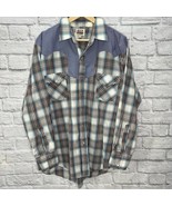 Vintage Ely Cattleman Plaid Long Sleeve Pearl Button Shirt Mens XL Blue - £39.18 GBP