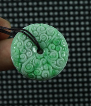 Cert&#39;d dry Green 100% Natural A Jade jadeite Pendant FLOWER Peace buckle - £71.55 GBP