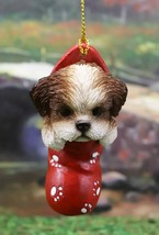 Ebros Lifelike Shih Tzu Puppy Dog in The Sock Small Hanging Ornament Figurine - £12.54 GBP