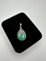 Vintage Whitney Kelly WK Sterling Silver Malachite Pear Shaped Necklace Pendant  - $44.55