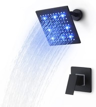 Rain Head Shower Kit Wall Mounted Led Shower Faucet Set Single, Matte Black - $78.99