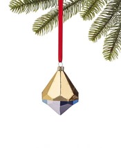 Holiday Lane Midnight Blue Glass Blue and Gold-Tone Diamond Drop Ornament - £10.21 GBP