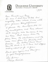 Mija Novich Signed 2002 Handwritten Letter Duquesne University Soprano - £23.64 GBP