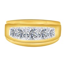 Fünf Stein Hochzeit Herren Ring 1CT Künstlicher Diamant 14K Gelbgold Versilbert - £172.01 GBP