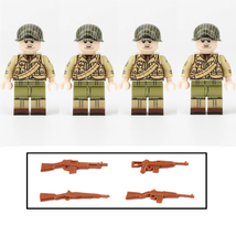 4pcs WW2 US Army Rangers Soldiers Minifigures Set Weapons and Accessories - £11.98 GBP