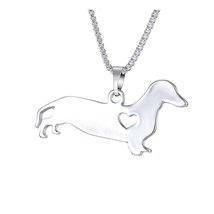 Lovely Silver Puppy Charm Hollow Heart Box Chain Dog Pendant Necklace - £7.31 GBP