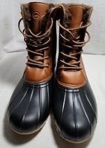 Magellan Boots Women Duck Brown Leather Lined Mid Calf Rain Waterproof - £38.66 GBP