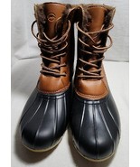 Magellan Boots Women Duck Brown Leather Lined Mid Calf Rain Waterproof - £37.92 GBP