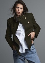 Zara Green Military Style Toggle Button Winter Coat Jacket - £88.94 GBP