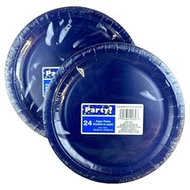 Party Navy Blue 9&quot; Paper Plates 24 Per Pack (Pack of 2) - £8.01 GBP