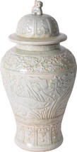 Temple Jar Vase Embossed Fish Sage Green Colors May Vary Variable Ceramic - £309.82 GBP