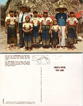 Panama Native American San Blas Chiefs &amp; Families Red Gold Blue Vintage Postcard - £7.39 GBP