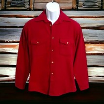 Mens Red Chamois Shirt M Flannel USA 80s Button Front Sugarbush Vintage 70s - £30.31 GBP