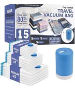 Cozy Essential 15 Pack Travel Vacuum Storage Bags 15 Combo-E, Transparent  - €21,11 EUR