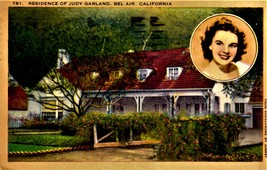 Judy Garland - Vintage 1940&#39;s Podtcard - Residence of Judy Garland, Bel ... - £1.72 GBP