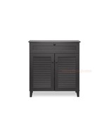 Vented Shoe Storage Cabinet Modern Espresso Brown 4 Shelves Drawer Slatt... - $209.97