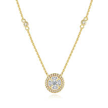 Crystal &amp; Cubic Zirconia 18K Gold-Plated Round Halo Pendant Necklace - £12.76 GBP