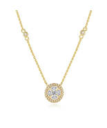 Crystal &amp; Cubic Zirconia 18K Gold-Plated Round Halo Pendant Necklace - £12.63 GBP