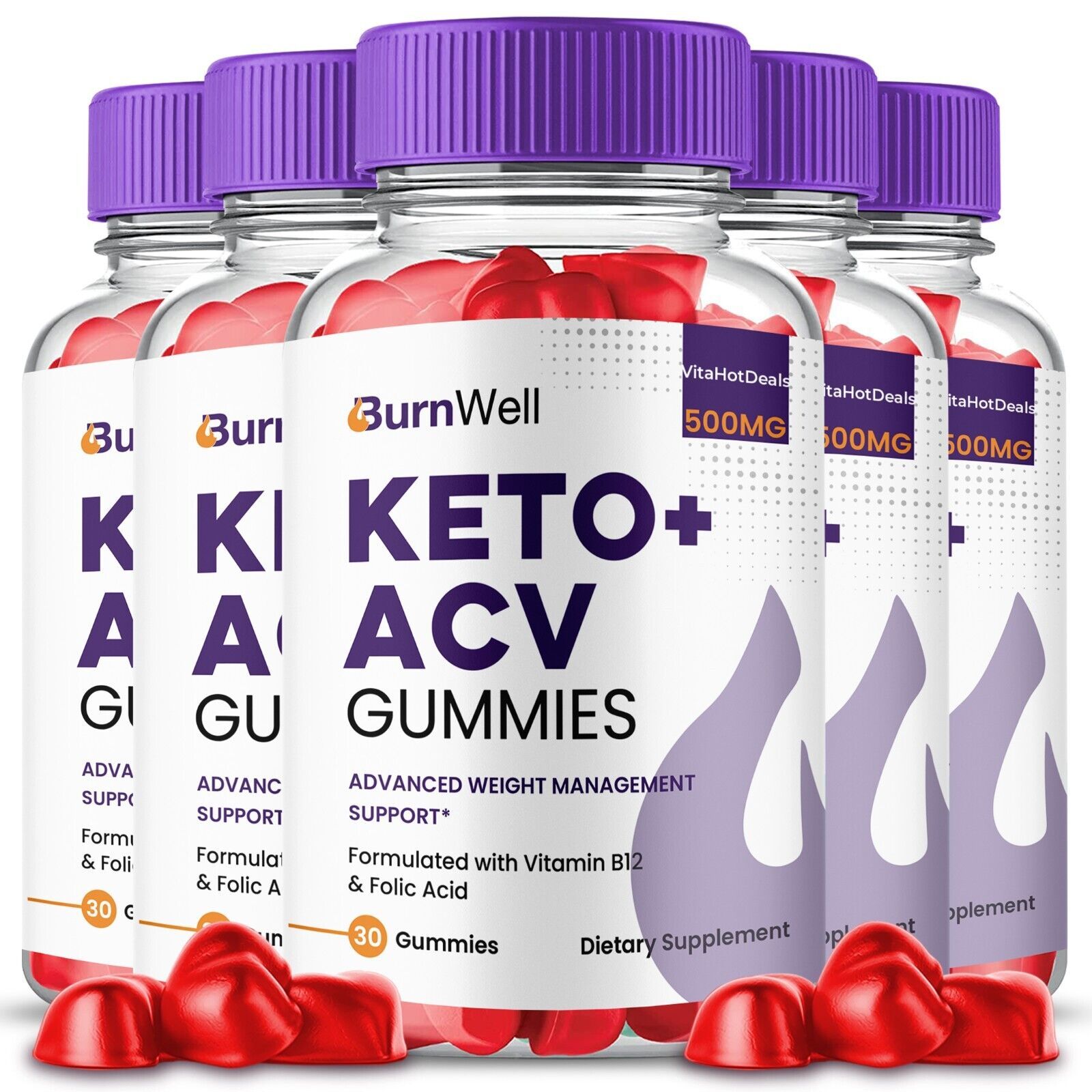 5 Pack BurnWell Keto ACV Gummies Burn Well Max Strength Official ACV Gummies