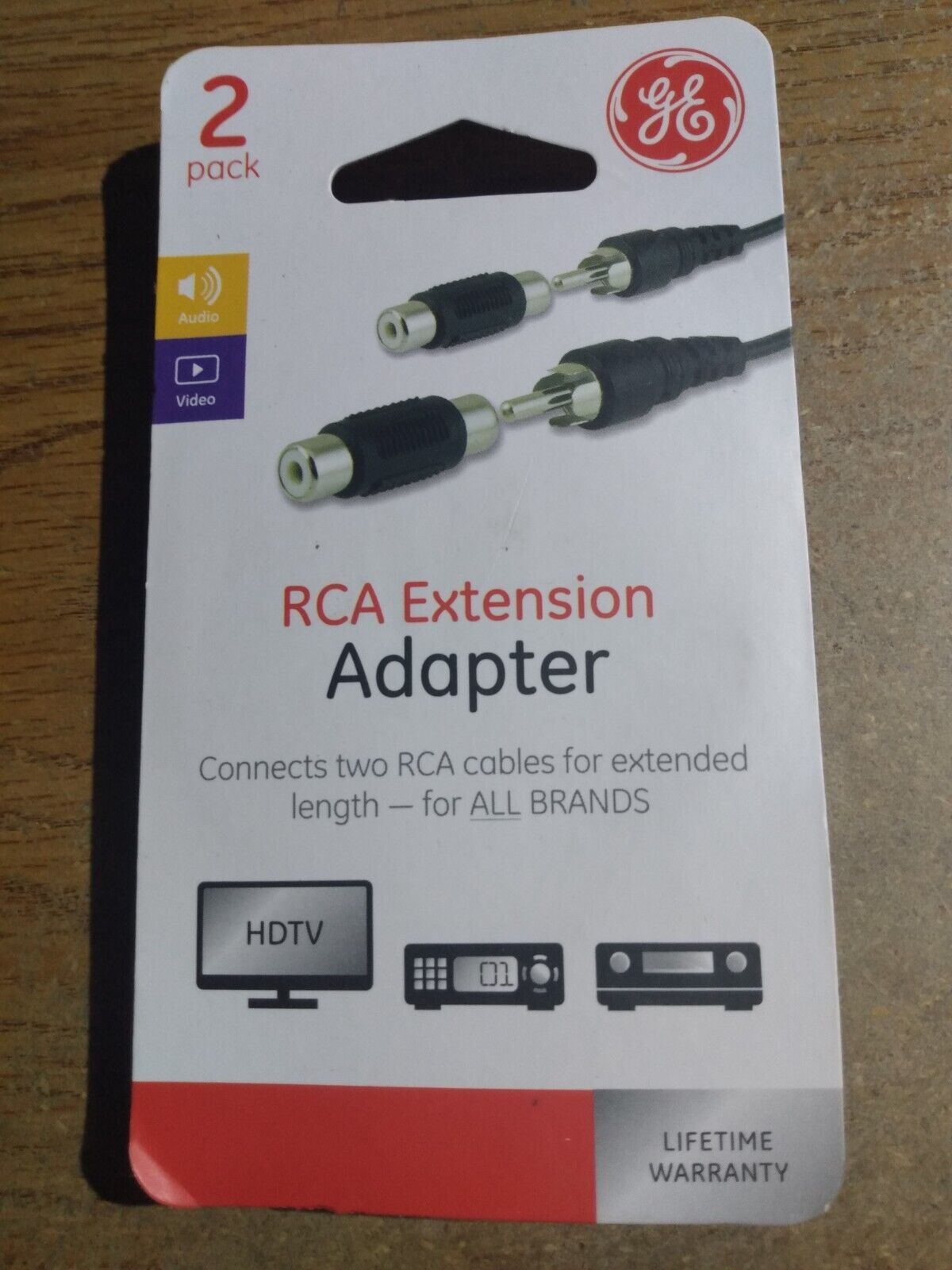 GE Black 2 Pack RCA Extension Adapter - $1.75