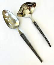 2 Riviera Cordova Serving Spoons Gravy Ladle &amp; Pierced Spoon Japan Stain... - $19.34