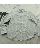 Carbon 2 Cobalt Mens Button Up Shirt Size M White Blue Striped Long Sleeve - $555.84 MXN