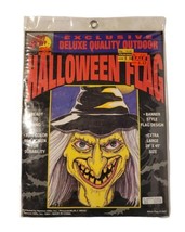 VTG Outdoor Halloween Flag Scary Witch Fright Stuff 28x45 Decor Decoration NIP  - £23.88 GBP
