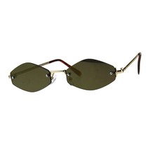 Skinny Oval Diamond Shape Sunglasses Women&#39;s Rimless Metal Frame Mirror Lens - £9.69 GBP