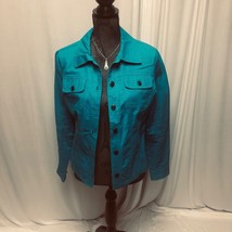 Erin London Jacket Womens Small Teal Button Up Long Sleeve - £10.55 GBP