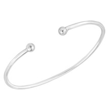 Everyday Modern Double Ball Sphere Sterling Silver Open Ended Cuff Bracelet - £17.83 GBP