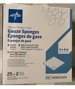 Box Medline Woven Gauze Sponges, Sterile, 12-Ply, 4 x 4 Inch (25X2) NON2... - $53.32 CAD