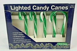 VintageChristmas Lighted Indoor Outdoor Candy Canes Green Set 5 Yard Decoration  - £26.37 GBP