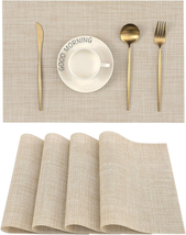 Placemats Set of 4 Beige - Heat Resistant Non-Slip Place Mats for Dining Table, - £16.51 GBP