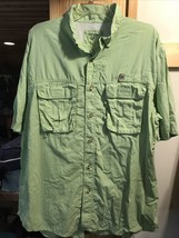 Reel Legends Men’s XXL Light Green SS Button Down Mesh Lined Nylon Fishing Shirt - £11.47 GBP