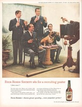 1960 Four Roses Bourbon Vintage Print Ad Photography Bulldog Club Crest Wall Art - £8.20 GBP