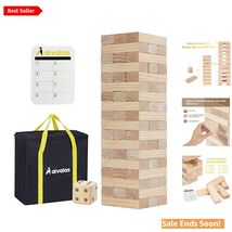 Wood Stacking Game Set - 57 Pine Blocks, Easy Carry &amp; Scoreboard, 4.2FT ... - $89.05