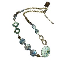 Treska Collection Womens Gold Tone Faux Abalone Glass Beaded Necklace Green - £18.59 GBP