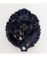 Vintage blue &amp; gold glazed porcelain individual ashtray - $278.23 MXN