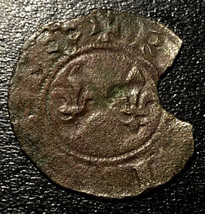1380-1422 Henry VI King De France &amp; Angleterre Fleur Lys Denier Tournois Pièce - £71.22 GBP