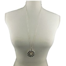 Vintage Liz Claiborne Necklace Pendant Silver Gold Tone Chain Adjustable 30&quot; - £10.67 GBP