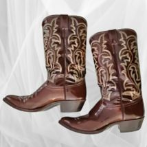 Justin Western Boots 2436 Brown Patent Leather Mens 10 D Pre-loved image 1