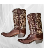 Justin Western Boots 2436 Brown Patent Leather Mens 10 D Pre-loved - £120.26 GBP