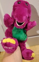 1992 BARNEY Puppet Purple Dinosaur Stuffed Animal 14” Plush Lyons Golden Bear - £15.45 GBP